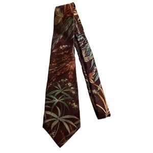 Adolfo Tropical Tie Burgandy
